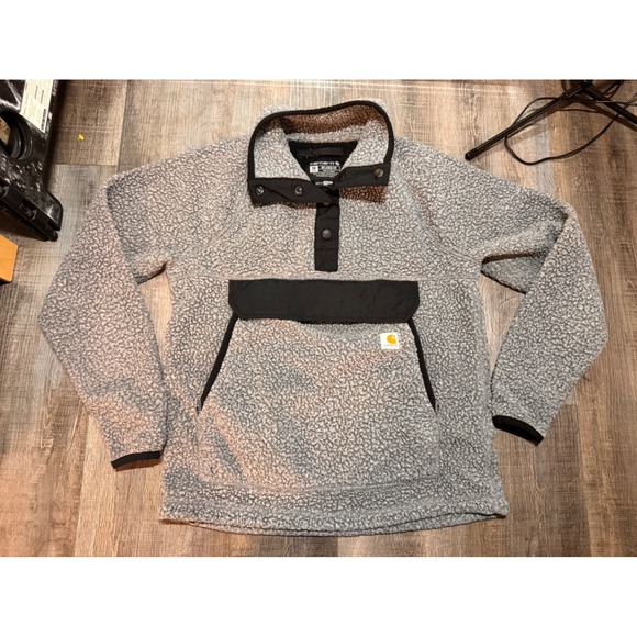 Carhartt Jackets & Blazers - Carhartt Womens Gray Sherpa Fleece Pullover Snap Mock Neck OJ4991-W Relaxed XS